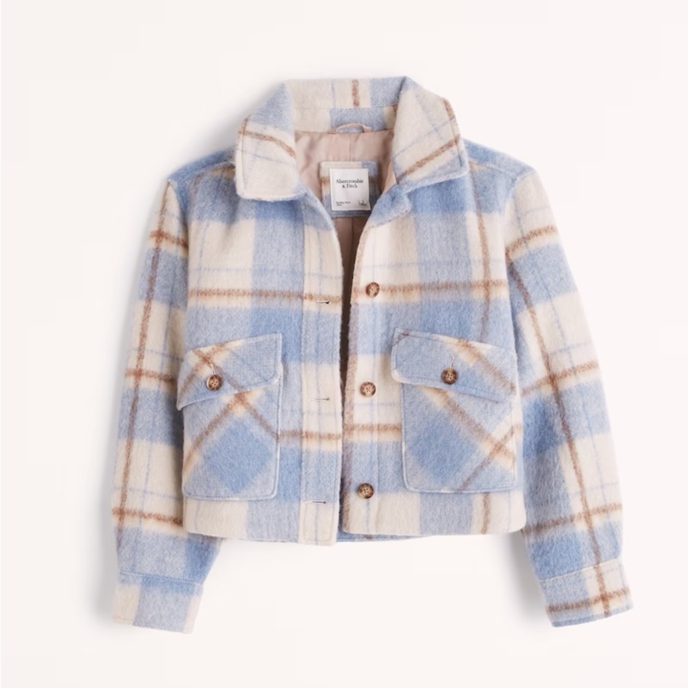 Abercrombie & Fitch Cropped Cozy Shirt Shacket